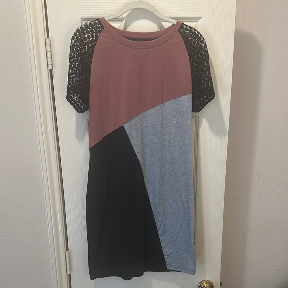 SHEIN Pink Graphic Asymmetrical Short Sleeve Blouse